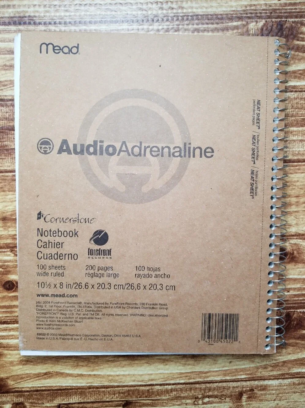 Audio Adrenaline Spiral Notebook Set Wide Ruled Sheets 2004 Christian Music Y2K